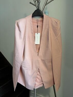LAVISH ALICE blush Pink Satin Caped Blazer Jacket suit brand new